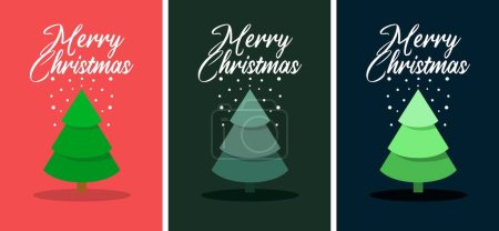 Photo for Merry Christmas greeting cards set with Christmas tree. - Royalty Free Image