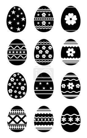 Téléchargez les photos : Easter eggs designs, black collection, isolated on white background. ZIP file contains EPS, JPEG and PNG formats. - en image libre de droit