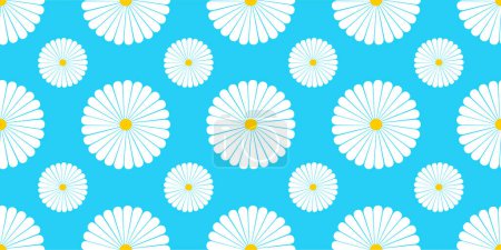 Téléchargez les photos : Daisy fleurs motif sans couture sur fond bleu - en image libre de droit