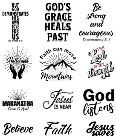 Photo for Set of Christian and Bible quotes, vector illustration. - Royalty Free Image