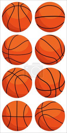 Ilustración de Colección de pelotas de baloncesto ilustración de stock, aislado sobre fondo blanco - Imagen libre de derechos