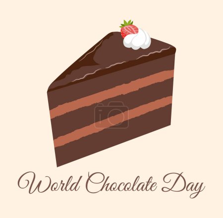 Téléchargez les photos : Journée mondiale du chocolat fond avec délicieuse illustration vectorielle gâteau au chocolat doux - en image libre de droit