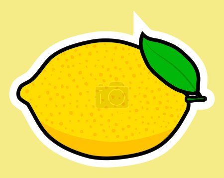 Téléchargez les photos : Sticker dessin animé citron frais illustrations dessinées à la main,. - en image libre de droit
