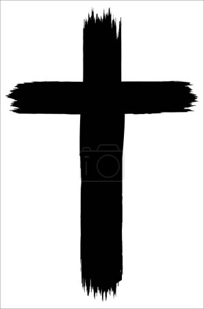 Photo for Handdrawn christian cross symbol hand painted with ink brush illustration. ZIP file contains EPS, JPEG and PNG formats. - Royalty Free Image
