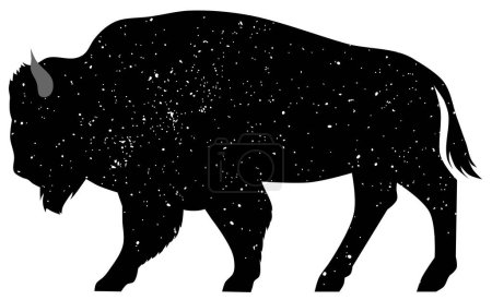 Téléchargez les photos : Silhouette Buffalo à texture grunge, isolée sur blanc. Le fichier ZIP contient les formats EPS, JPEG et PNG - en image libre de droit