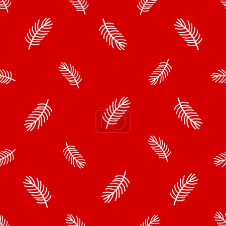 Téléchargez les photos : Modèle sans couture de Noël avec des branches de pin sur fond rouge - en image libre de droit