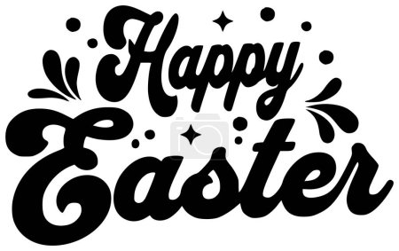 Illustration for Happy Easter Hand drawn black lettering isolated on white. ZIP file contains EPS, JPEG and PNG formats - Royalty Free Image