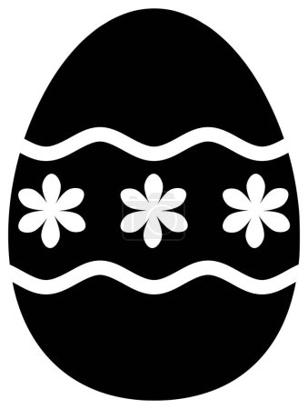 Téléchargez les photos : Oeuf de Pâques icône noire décorative avec des fleurs, isolé sur blanc. Le fichier ZIP contient les formats EPS, JPEG et PNG. - en image libre de droit