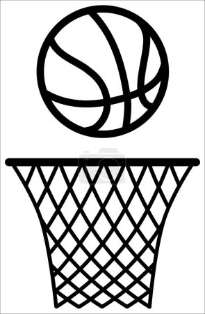Illustration for Basketball ring with net and ball icon flat illustration. ZIP file contains EPS, JPEG and PNG formats. - Royalty Free Image
