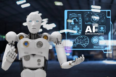 Foto de Robot community AI  connect technology investment, business lifestyle smart robot  AI  Learning and Artificial Intelligence Concept. - Imagen libre de derechos