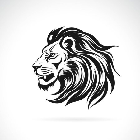 Téléchargez les illustrations : Vecteur d'un motif de tête de lion sur fond blanc. Illustration vectorielle en couches modifiable facile.Animaux sauvages. - en licence libre de droit