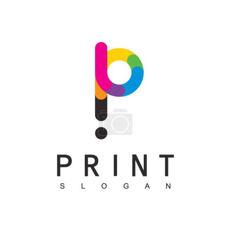 Modèle de logo d'impression numérique utilisant P coloré initial