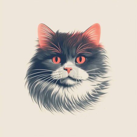 Photo for Cute furry cat portrait vintage illustration - Royalty Free Image