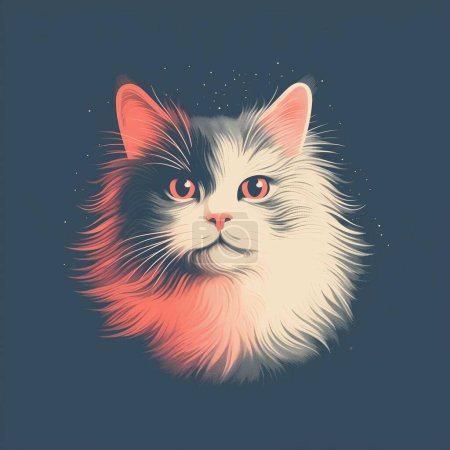 Foto de Hermoso gato peludo retrato vintage ilustración - Imagen libre de derechos