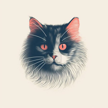 Foto de Hermosa ilustración de retrato de gato peludo - Imagen libre de derechos