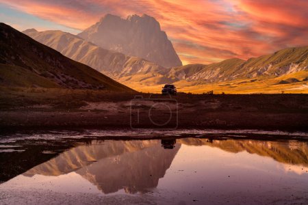 view of campo imperatore at sunset