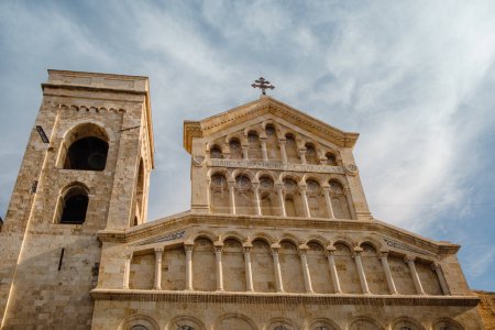 Photo for Cagliari Cathedral, Cattedrale di Santa Maria. Roman Catholic church in Cagliari, Sardinia, Italy. Cloudy day, low angle view - Royalty Free Image
