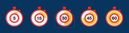 Illustration for A set of timers. Simple vector icons. Clock, stopwatch. Countdown timer. - Royalty Free Image