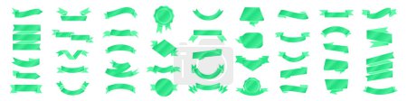 Illustration for Green Ribbon And Tags Isolated on White Background With Gradient Mesh - Royalty Free Image
