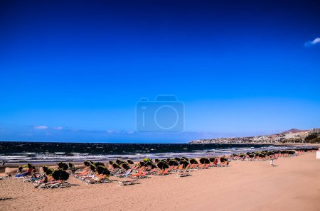 Playa del Ingles Tropical Beach in South of Gran Canaria Canary Islands