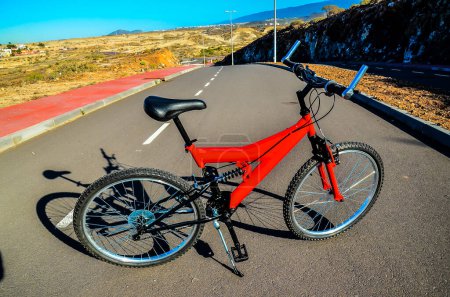 Modern Red Full Suspension Mountain Bike MTB Bicycle