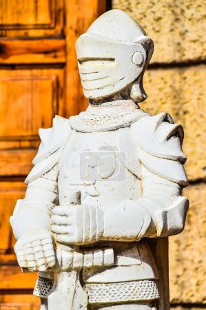Rock Statue of a Medieval Armor Soldier