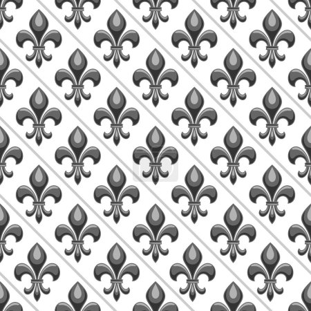 Ilustración de Vector Fleur de Lis Seamless Pattern, repetir fondo con ilustraciones de patrón de textura retro con flor de lis florece para ropa de cama, cartel cuadrado con adorno francés sobre fondo blanco - Imagen libre de derechos