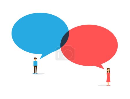Ilustración de Concepto de comunicación, personas con burbuja del habla - Imagen libre de derechos