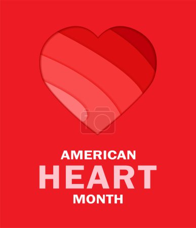 Téléchargez les illustrations : American heart month banner, vector illustration - en licence libre de droit