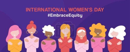 Téléchargez les illustrations : Journée internationale des femmes. Le 8 mars. Adoptez l'équité. Campagne EmbraceEquity. Lutter contre la discrimination et les stéréotypes - en licence libre de droit