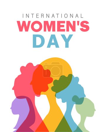 Téléchargez les illustrations : Journée internationale des femmes. Diverses personnes font face ensemble. Adopter l'équité - en licence libre de droit