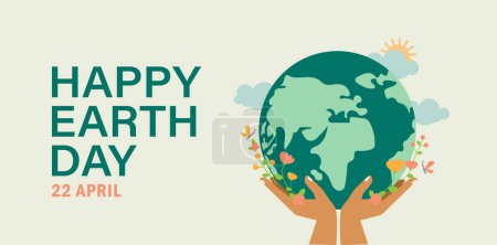Illustration for Hands holding globe, earth. Earth day concept. Saving the planet,environment. Vector illustration for poster, banner,print,web - Royalty Free Image