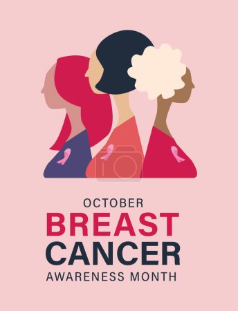 Illustration for Breast cancer awareness month for disease prevention campaign. - Royalty Free Image