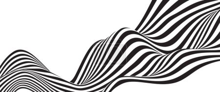 Ilustración de Abstracto patrón de línea de banda de onda de curva en blanco y negro - Imagen libre de derechos