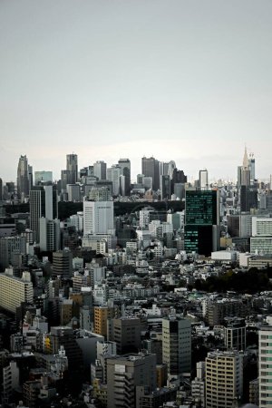 Téléchargez les photos : Vue panoramique de Tokyo dans un ciel nuageux Shibuya quartier résidentiel et gratte-ciel de Shinjuku - en image libre de droit