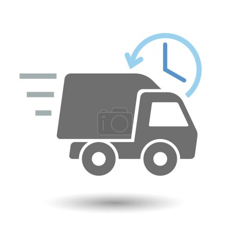 Téléchargez les illustrations : Delivery time icon. Shipping truck icon - en licence libre de droit