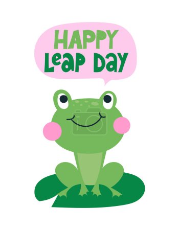 Illustration for Happy leap day - leap year 29 February calendar page with cute frog. Background Leap day leap year 29 February calendar and froggy illustration vector graphic. - Royalty Free Image