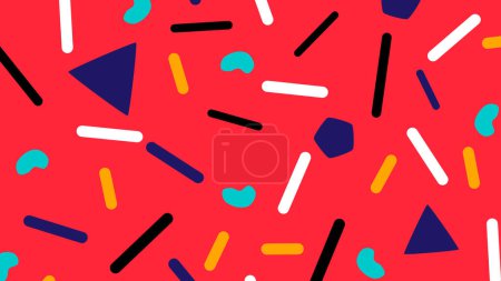 Photo for Seamless pattern with 80s memphis style of pentagon, triangle and other shapes. High quality drawing - Royalty Free Image