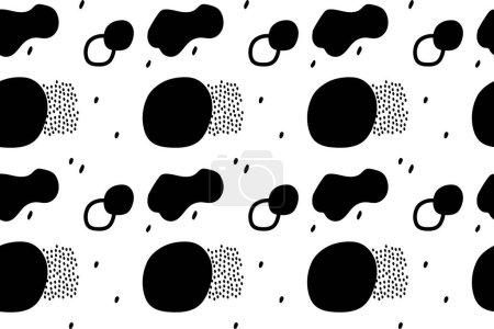 Illustration for Memphis Pattern. Summer Fun Background. black and white Colors. Memphis Style Patterns. Abstract maximalistic Fun Background. Hipster Style 80s-90s. Fun pattern. Vector illustration - Royalty Free Image