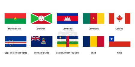 Ilustración de Bandera nacional de Camboya, Camerún, Canadá, Cabo Verde, República Centroafricana, Chad, Chile - Imagen libre de derechos