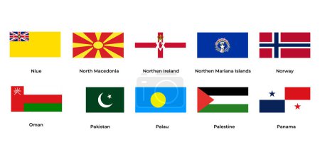 Téléchargez les illustrations : Drapeau national de Niue, Macédoine du Nord, Irlande du Nord, Norvège, Oman, Pakistan, Palestine, Panama - en licence libre de droit