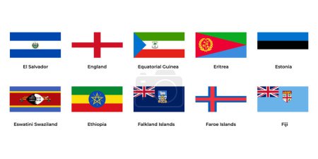 Illustration for National flag of El Salvador, England, Equatorial Guinea, Estonia, Ethiopia, Faroe Islands, Fiji - Royalty Free Image