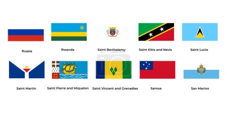 Téléchargez les illustrations : Drapeau national de Russie, Rwanda, Sainte-Barthélemy, Sainte-Lucie, Saint-Martin, Samoa, Saint-Marin - en licence libre de droit
