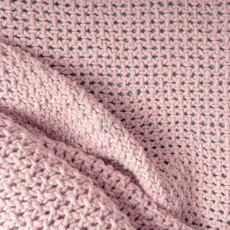 Foto de Closeup knitted linen natural beige canvas background - Imagen libre de derechos