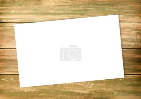 Photo for Empty white list on an old style wooden empty background, top wiev - Royalty Free Image
