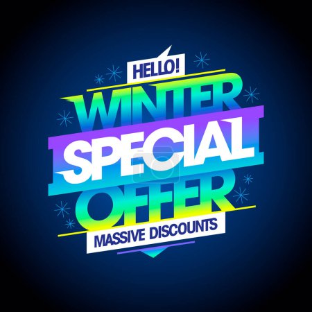 Illustration for Winter special offer, massive discounts, sale vector banner template - Royalty Free Image