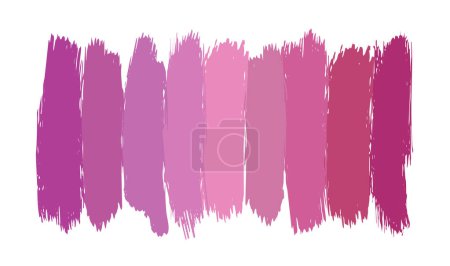 Illustration for Set of pink brush strokes on white background, vector elements for design, hand drawn strokes isolated, lipstick imitation - Royalty Free Image