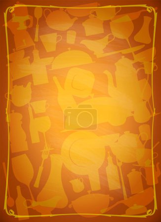 Illustration for Empty space background for menu card with utensil silhouettes on a backdrop - Royalty Free Image