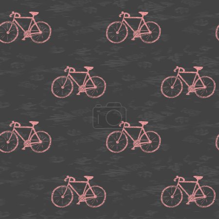 Illustration for Fashion doddle style seamless vector pattern with bicycles - Royalty Free Image