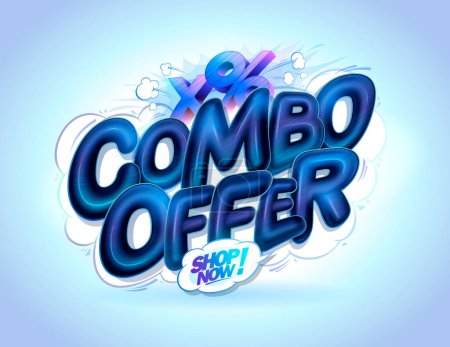 Illustration for Combo offer - vector web banner mockup with glossy lettering - Royalty Free Image